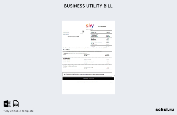 скачать шаблон счета за коммунальные услуги Sky в цифровом формате